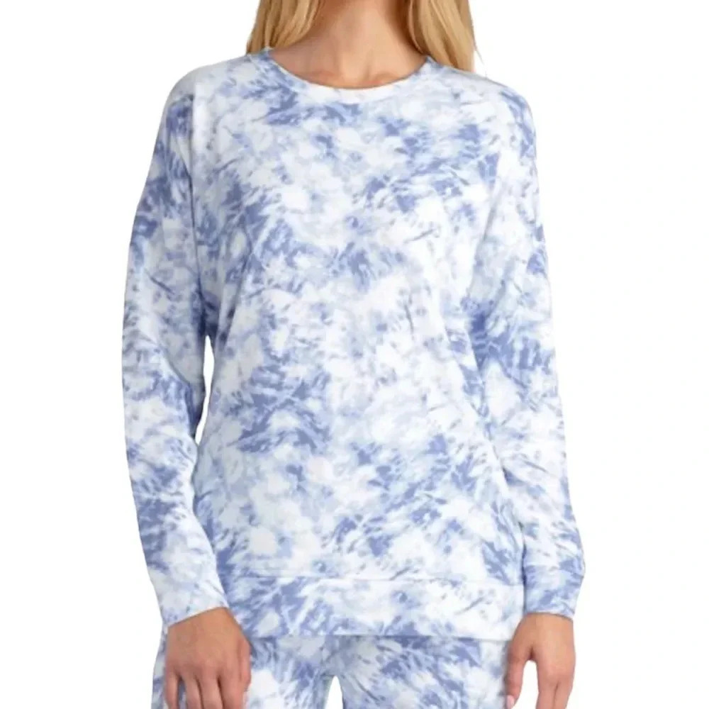 H Halston Studio Blue Tie Dye Rivier Sweatshirt S M L